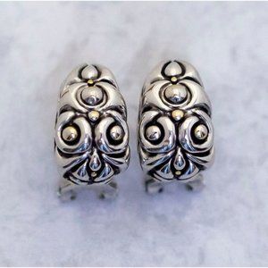 Vintage Silver Tone Earrings, Edwardian Earrings, Intricate Stud Earrings - CF1